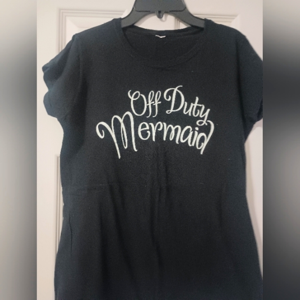 Black 'Off Duty Mermaid' T-Shirt